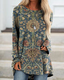 the MANDALA - Vintage European Pattern 3D Print Fashion Long Sleeve Tops for Women