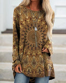 the MANDALA - Vintage European Pattern 3D Print Fashion Long Sleeve Tops for Women