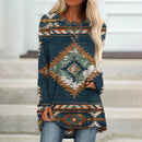 the NATIVE NAVAJO - Vintage Pattern Long Sleeves Autumn Loose Pullover Shirts for Women