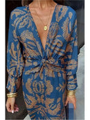 the ELEGANT BOHO - Sexy V-Neck Casual Comfortable Medium Length Dress for Women