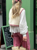 the EMBROIDERRY - Women's Vintage Boho Floral Embroidered Sleeveless Crop Cardigan Open Front Vest Outwear Jackets