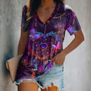 the YELLOWSTONE - Horse 3D Print Casual Fashion Short Sleeve V-Neck T-Shirts for Women