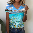 the DEEP DIVE - Summer 3D Print Sea Turtle V-Neck Oversized T-Shirts for Women