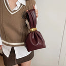 the WRIST BAG - Design Mini PU Leather Dumpling Niche Clutch Bags for Women, Fashion Knotted Female Retro Shoulder Bag Wrist Handbags and Purses