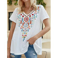 Summer T-shirt Floral Ethnic 3D Print V-Neck Tees Retro Women Tops Boho Streetwear Harajuku Oversized T Shirts Female Clothing