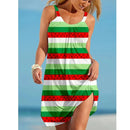 the JUICY FRUIT - Summer 3D Printed Watermelon Print Midi Sleeveless Retro Suspender Bohemian Sundress