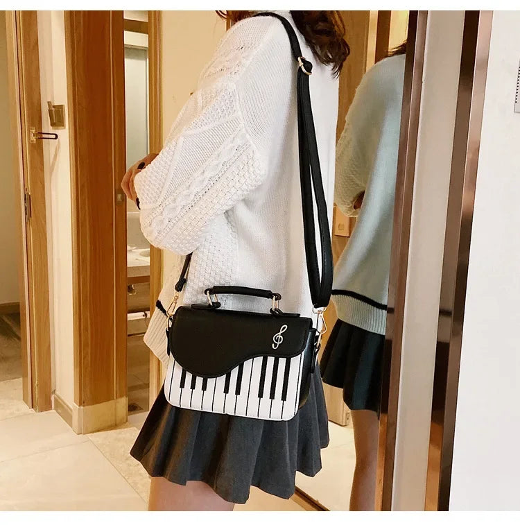 the KEYBOARD - Piano Design Women Shoulder Bags, PU Leather Messenger Bag, Handbag Fashion Crossbody Bag/Pocket Coin Purse