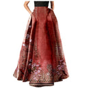 the WALTZ BOHO - Bohemian Floral Print Maxi Skirt High Waist Pocket Long Skirt