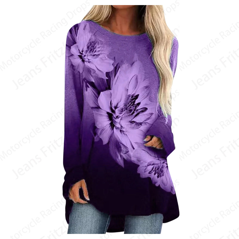 Floral Dandelion 3d Print Long Sleeve T-shirts Women Fashion T-shirt Femme Tops Tees Long Tops Lady Tshirt Tunic Women Clothing