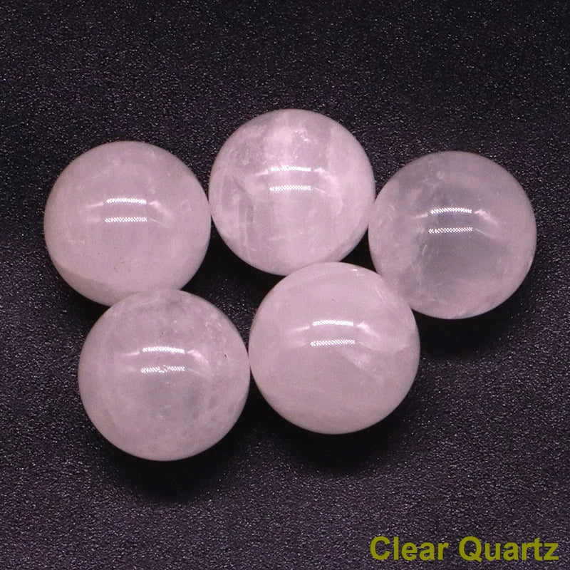 5PCS / Set Mini 16mm Natural Stones Crystals Round Ball Healing Reiki Amethyst Rose Quartz Energy Chakra Globe Beads Specimen