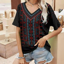 the NAVAJO - Summer 3D Print V-Neck Retro Women Boho Oversized T-Shirts for Women