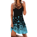 the HOT GIRL SUMMER - Beach Printed Sleeveless Boho Casual Hollow Out Short Dress for Women