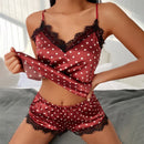 the CUDDLER - Fashion Lace Pajama Set V-Neck Satin Nightdress Sexy Exotic Lingerie Sleepwear