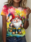 the HAPPY GNOME - Gnomes Printed Comfortable Crew Neck Short Sleeves Summer Style Casual T-Shirts for Women