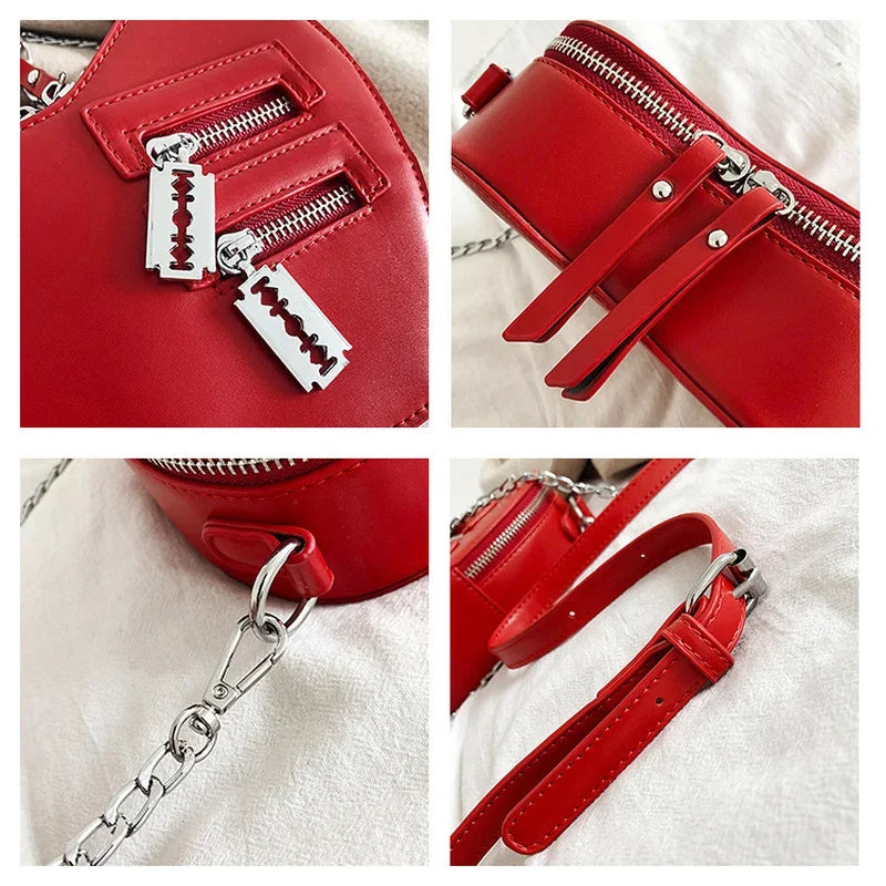 the GOTHIC HEART - Gothic Heart Blade Zipper Chain Crossbody Bags for Women/Girl, Casual Shoulder Purses Handbags