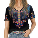 the NAVAJO - Summer 3D Print V-Neck Retro Women Boho Oversized T-Shirts for Women