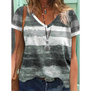 the CASUAL BOHO - Women's Summer Casual Fashion V-Neck Stripe Print Oversized T-Shirts