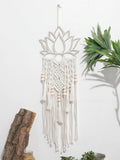 the LOTUS FLOWER - Lotus Macrame Wall Hanging, Boho Macrame Dream Catcher, Large Craft Ornament for Dorm/Home/Bedroom/Apartment/Room Decoration Gift