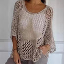 the STAR NET - Fashionable Fishnet Pullover Crochet Stylish O-Neck Knit Blouse