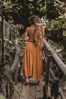 the CASTAWAY - Casual Bohemian Loose Cotton Skirt with Drawstring and Big Pockets