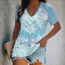 the YELLOWSTONE - Horse 3D Print Casual Fashion Short Sleeve V-Neck T-Shirts for Women