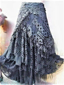 the LAYERED BOHO - Women Vintage Boho Elegant Lace Asymmetrical High Waist Hollow Mesh Patchwork Layered Maxi Skirt