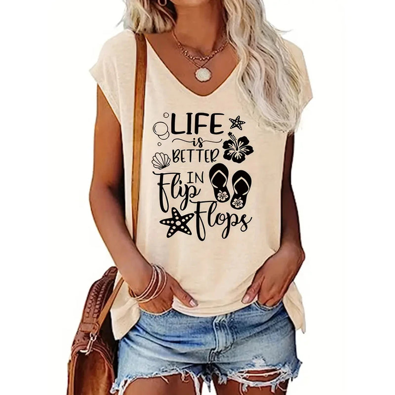 New Women's Sleeveless Vest Summer Tank Tops Fashion Letter Printed Top Spring And Summer Sleeveless T-Shirt Beach Women Clothes