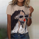 the GLAM GIRL - Abstract Art Face 3D Printed Girls Street Summer T-Shirts for Women