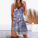 the HOT GIRL SUMMER - Beach Printed Sleeveless Boho Casual Hollow Out Short Dress for Women