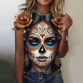 Women's T-shirt for Girls Summer Short Sleeve Casual Fashion  Sexy Girls Clothes Horror Undead Skull Pattern oversized T-shirts