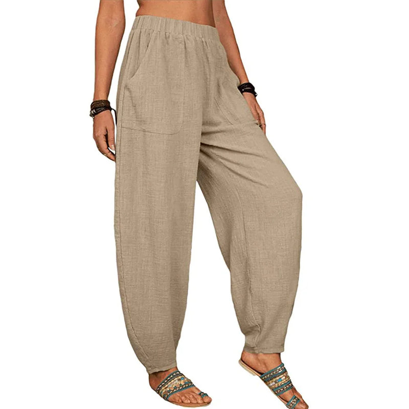 Casual Women Harem Pants Summer Female Cotton Linen Loose Wide Leg Long Pants Homewear LRFZ-922