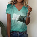 the DEEP DIVE - Summer 3D Print Sea Turtle V-Neck Oversized T-Shirts for Women