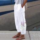 the REEF - Women's Spring/Summer Fashion Casual Linen Printed Trousers with Pockets