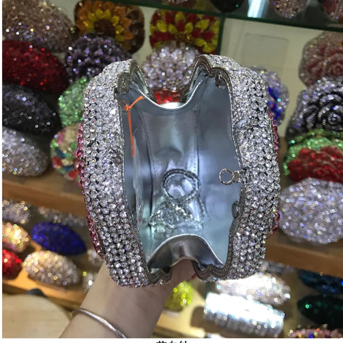 the BLOSSOM - Rose Flower Shape Wallet, Luxury Crystal Clutch Handbag, Diamonds Evening Bag/Party Purse, Rhinestone Shoulder Bag