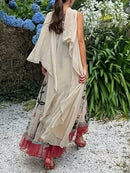 the TRIBAL TRIBUTE - Tribal Print Spaghetti Strap Dress, Boho Sleeveless Ruffle Hem A-Line Cami Dress For Spring & Summer, Women's Clothing