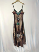 the TRIBAL TOTEM - Women's Western Style V-Neck Maxi Dress - Tribal Print, Sleeveless Knit Dress for Casual or Festive Wear