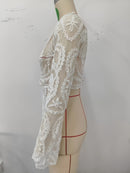 the DELICATE DAMSEL - Boho Cardigan Sexy Knit Shawl Mesh Embroidered Lace Beachwear Cover Up, Swimsuit Cover Up For Beach Seaside Vacation Shopping Outing Music Festival Carnival, Women's Swimwear & Clothing