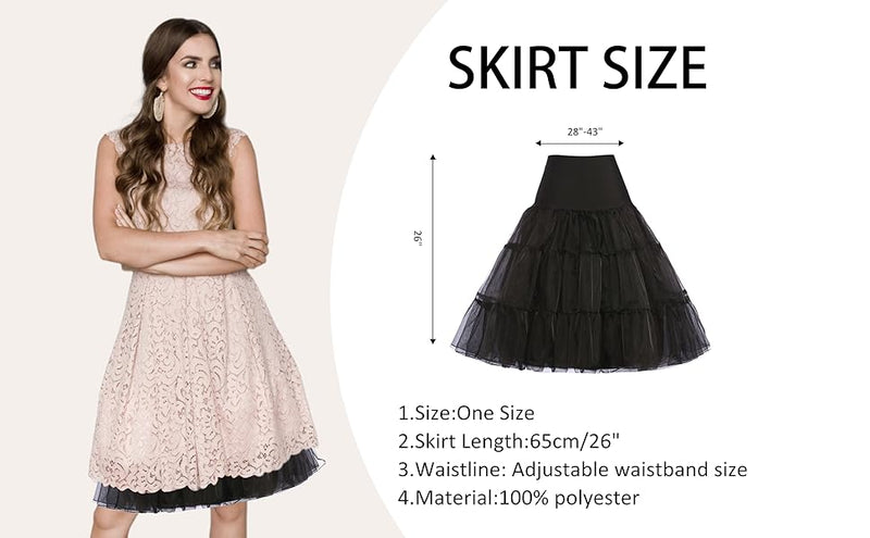 Women's 50S Vintage Tulle Petticoat Half Slip Tutu Underskirt