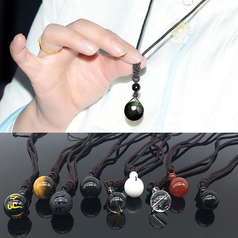 the BALL - 16mm Black Obsidian Ball Natural Stone Pendants