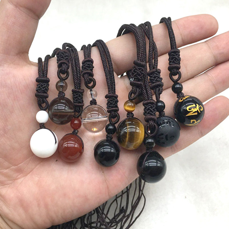 the BALL - 16mm Black Obsidian Ball Natural Stone Pendants