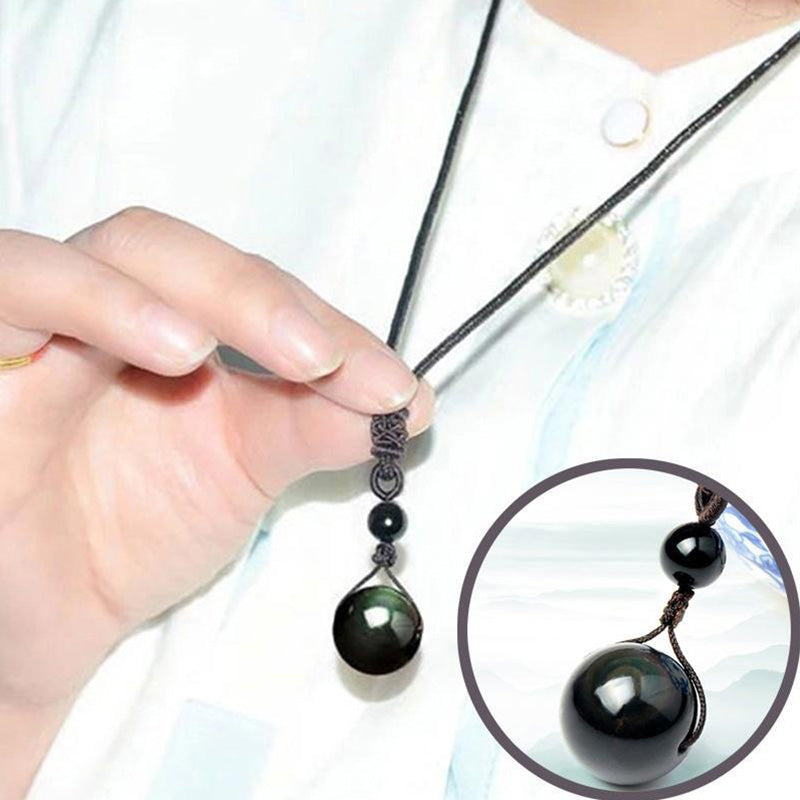 the BALL - 16mm Black Obsidian Ball Natural Stone Pendants