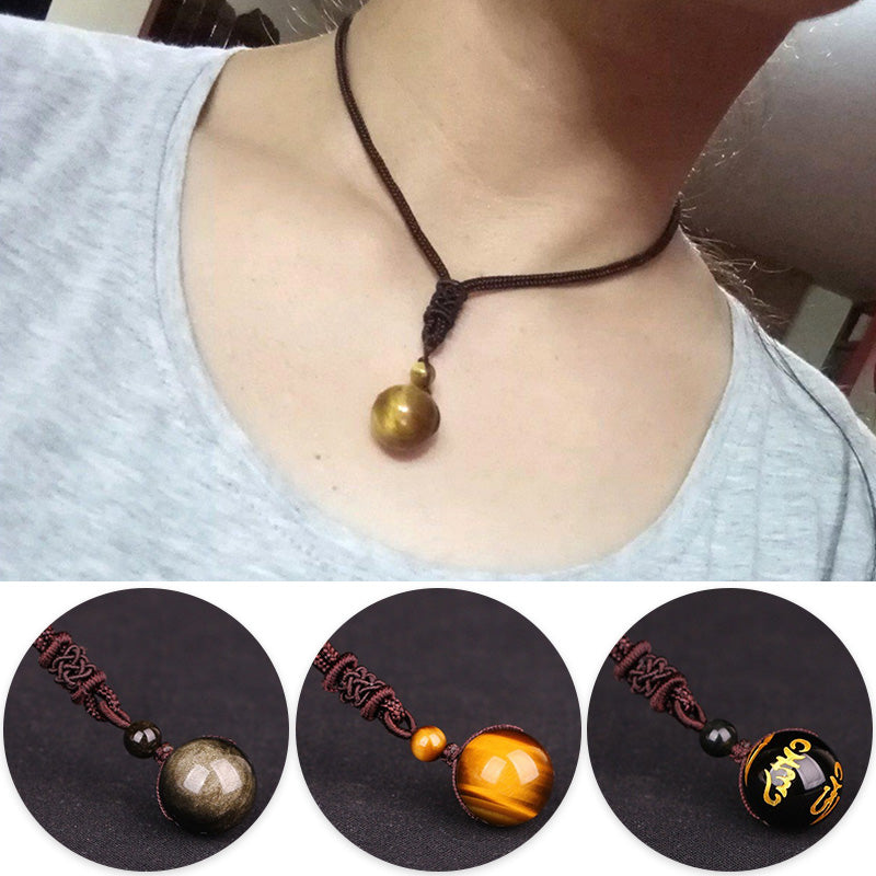 the BALL - 16mm Black Obsidian Ball Natural Stone Pendants