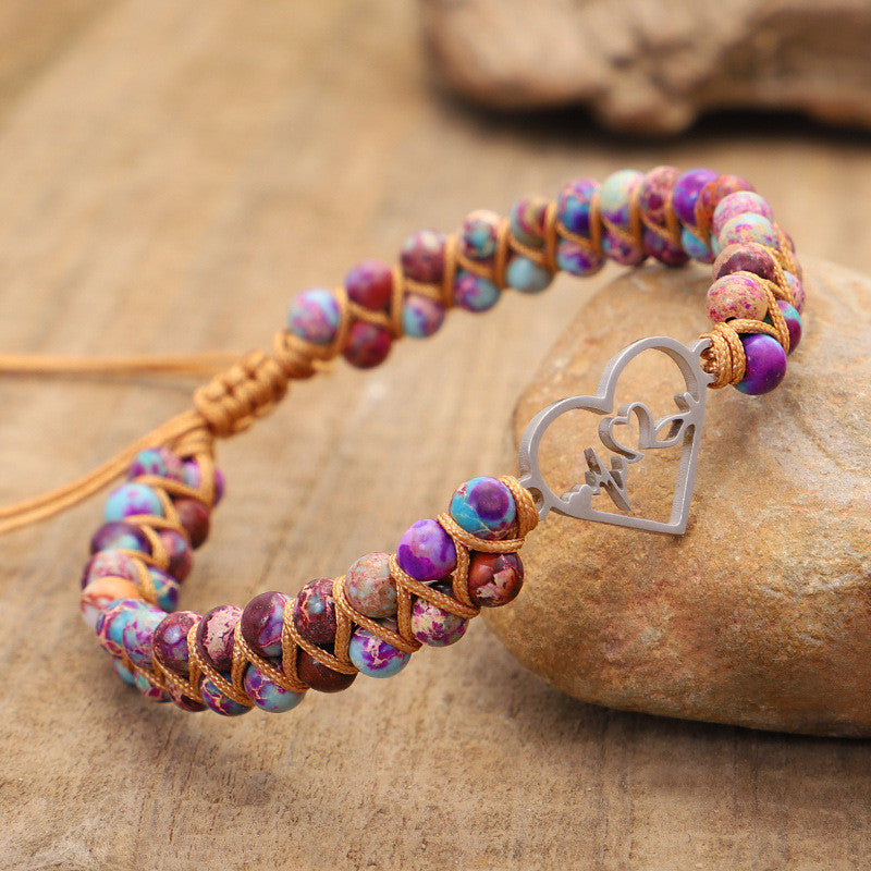 the LOVE FREQUENCY - Heartbeat Charm Stone Anxiety Bracelet