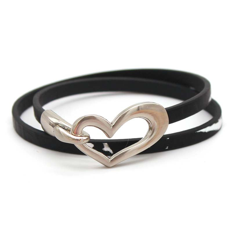 the CROSS MY HEART - Simple Love Leather Charms Bracelet