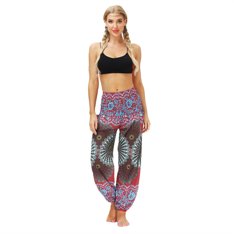 the YOGI - Boho Loose Yoga Pants High Waist Elasticity