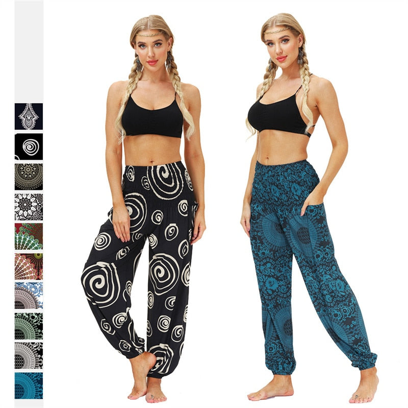 the YOGI - Boho Loose Yoga Pants High Waist Elasticity