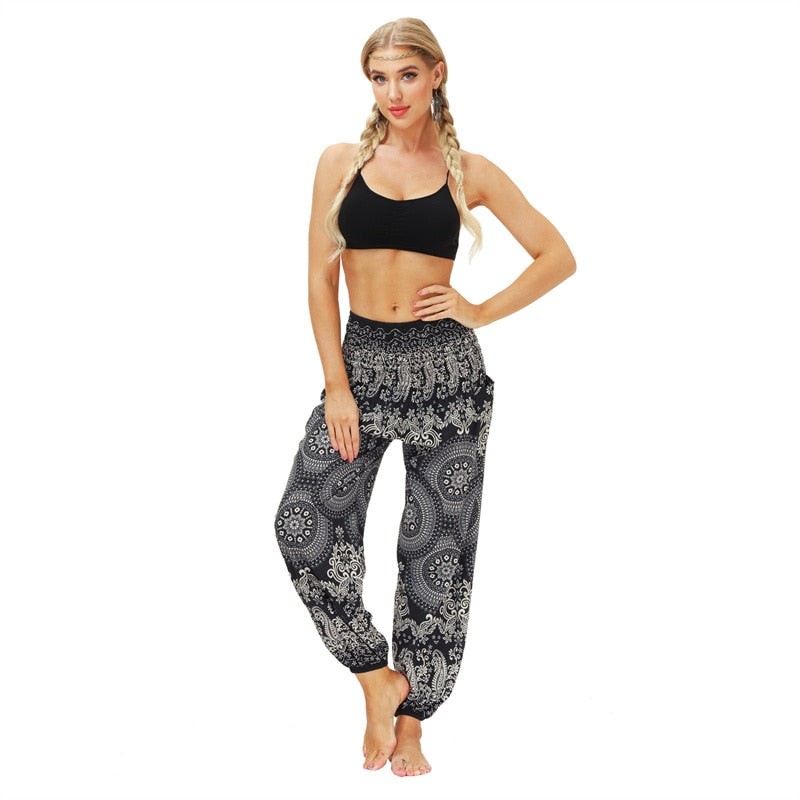 the YOGI - Boho Loose Yoga Pants High Waist Elasticity