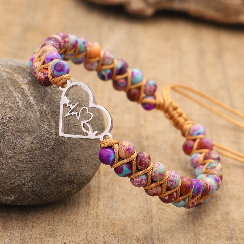 the LOVE FREQUENCY - Heartbeat Charm Stone Anxiety Bracelet