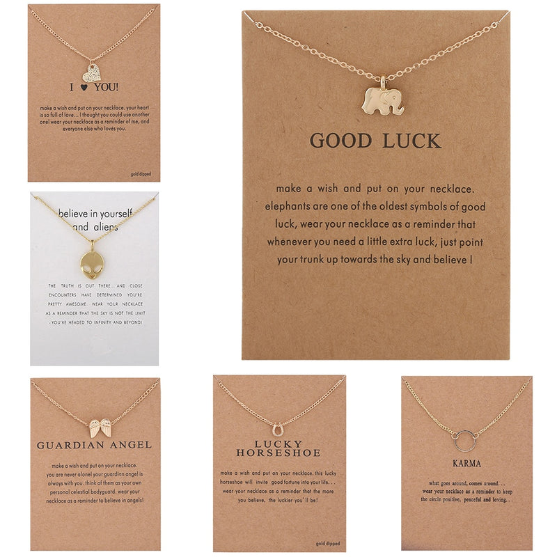 the MESSAGE - Sun Love Star Leaves Clover Luck Pendant Necklaces