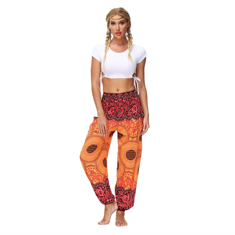 the YOGI - Boho Loose Yoga Pants High Waist Elasticity